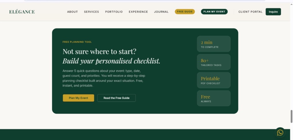 Elegance Events Interactive Event Planning Checklist Tool