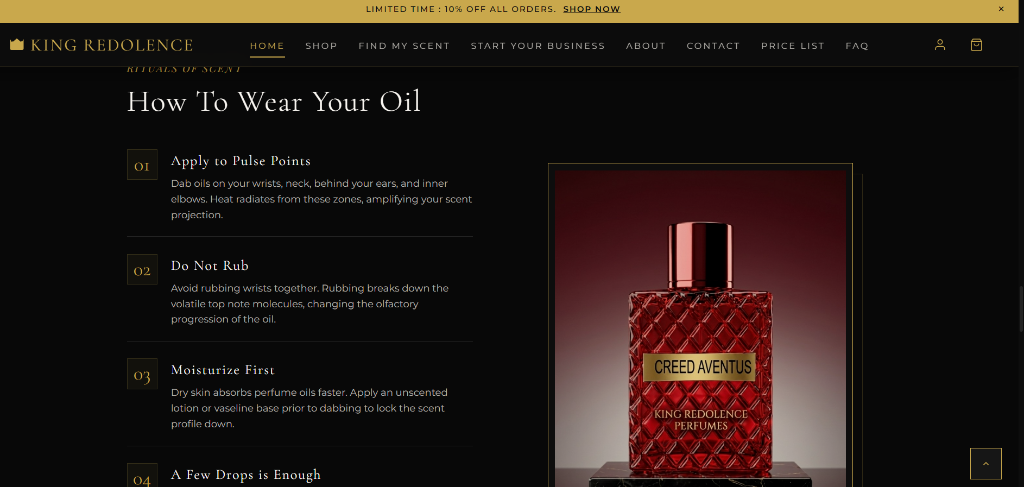 King Redolence Perfumes Scent Education Instructions